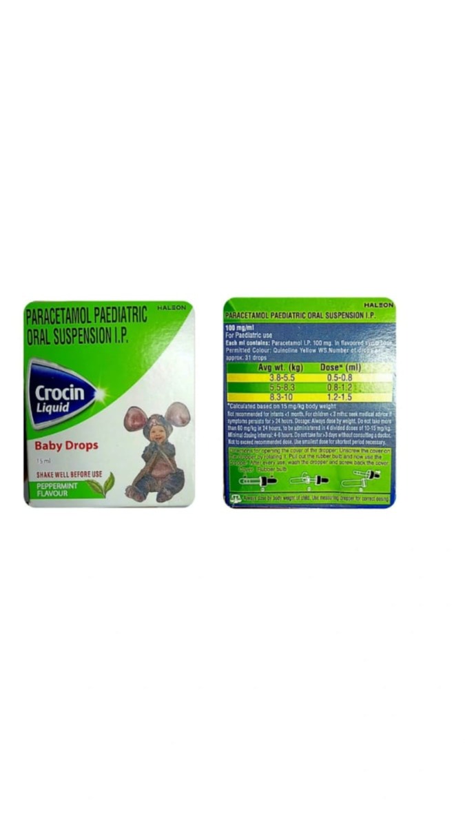 Crocin Baby Paracetamol Paediatric Drops | Flavour Peppermint