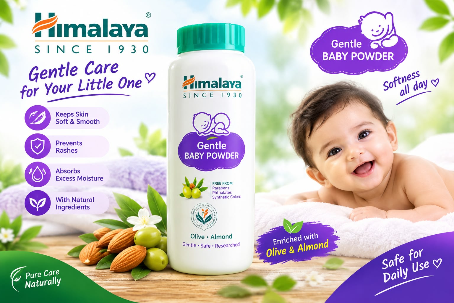 Himalaya Gentle Baby Powder | Keeps Baby's Skin Soft & Dry | Paraben-Free