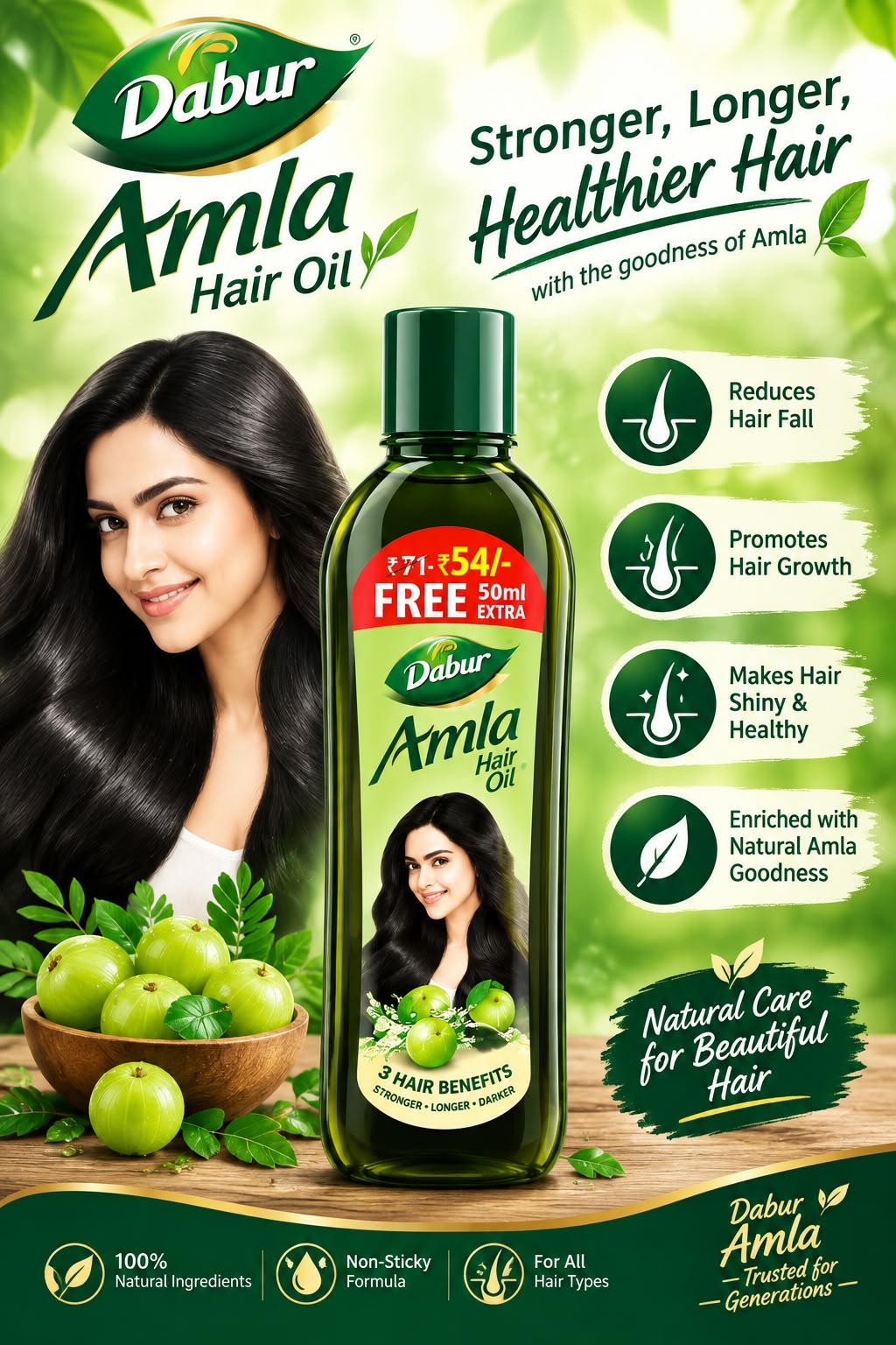 Dabur Amla Hair Oil | For Stronger, Longer & Thicker Hair