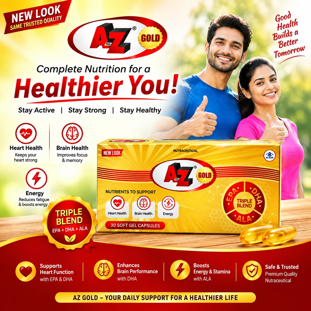 New A to Z Gold Soft Gelatin Capsule with Antioxidants, Multivitamins & Multiminerals