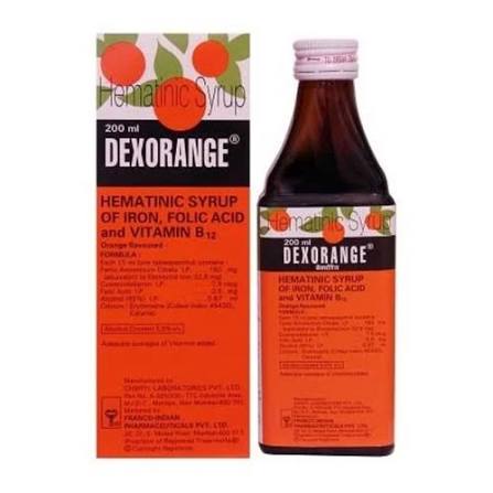 Dexorange Hematinic Syrup with Iron, Folic Acid & Vitamin B12, 200ml