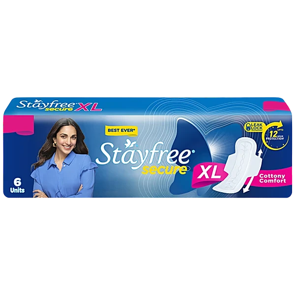 Stayfree Secure Sanitary Pads with Wings | Size XL 6 pads